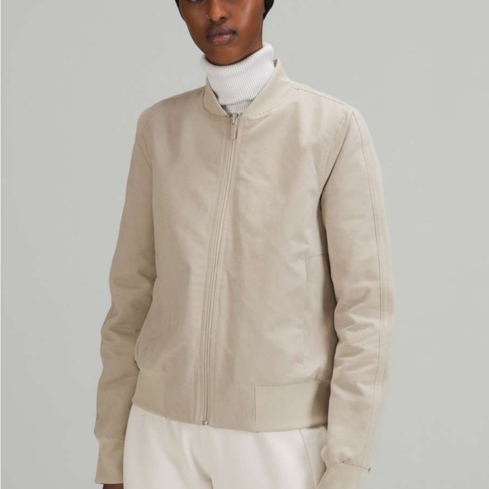 NWOT Lululemon Non-Stop Cotton Bomber Jacket, size 10, raw linen